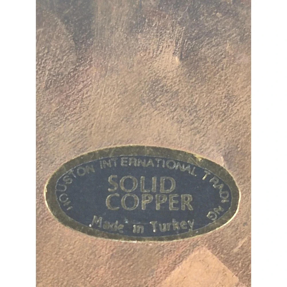 Handmade Solid Copper Cauldron Cachepot Planter Made in Turkey Brass Handles Pot